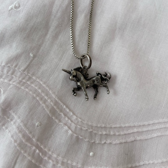 Sterling Box Chain Unicorn Necklace - Picture 3 of 6